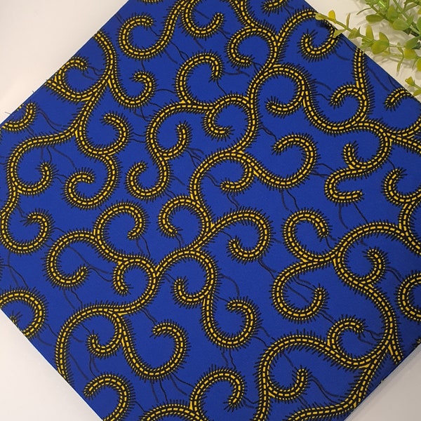 Afrikanischer Wachs Baumwollstoff - Ankara Fabric - Blau Muster