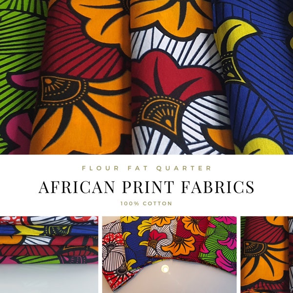 Lot de 5 pièces Afrikanische Fat Quarter Baumwolle Ankara Wax Print Stoffe zum Nähen und Basteln