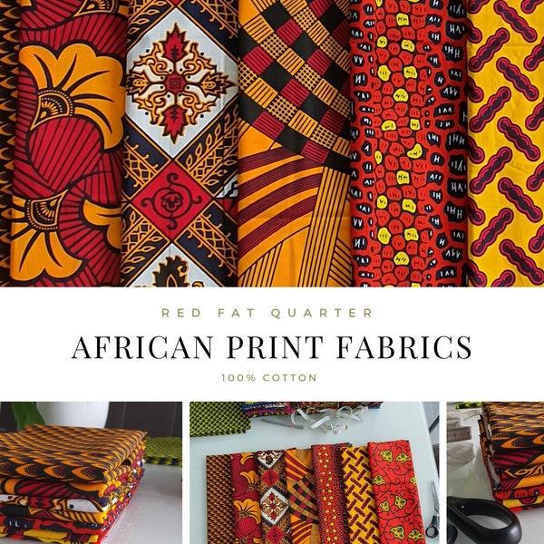 6 Er Set Afrikanische Fat Quarter Stoffe 55 x 45 cm Baumwolle Ankara Wax Print Stoff zum Nähen und Basteln