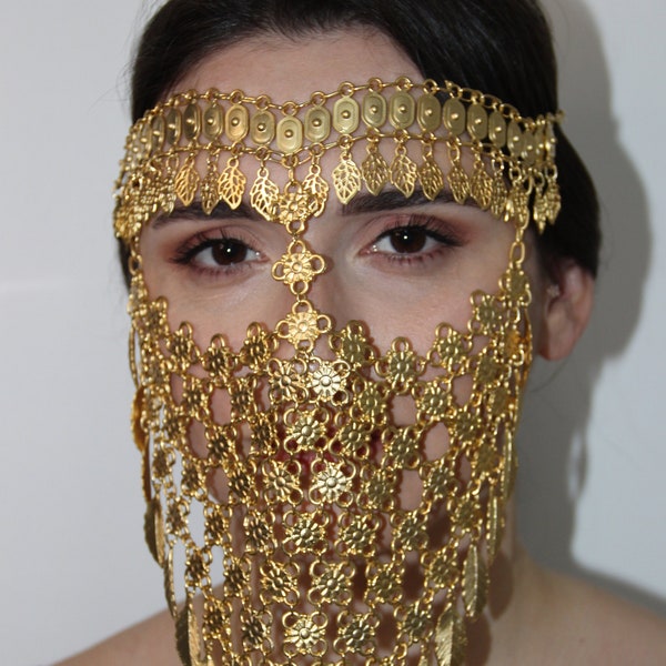 Gold Face Chain Handmade Face Accessory Oriental Head Jewelry Arabic Style Jewelry