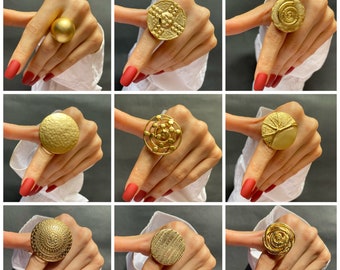 Gold Statement Rings Adjustable Rings Boho Style Gold Ring Long Ring Geometric Ring For women