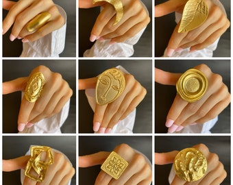 Bagues de déclaration en or Bagues réglables Bague en or de style Boho Bague longue Bague géométrique Pour les femmes