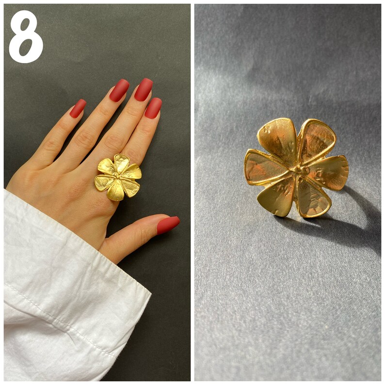 Gold Statement Rings Adjustable Rings Boho Style Gold Ring Etsy