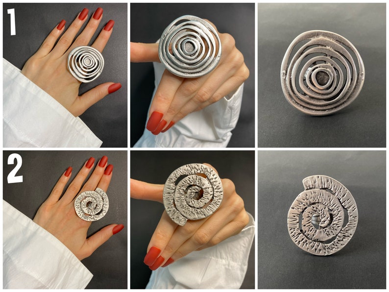 Silver Statement Rings Big Rings Oversize Ring Handmade Etsy
