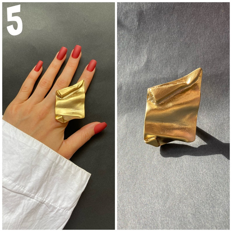 Gold Statement Rings Adjustable Rings Boho Style Gold Ring Etsy