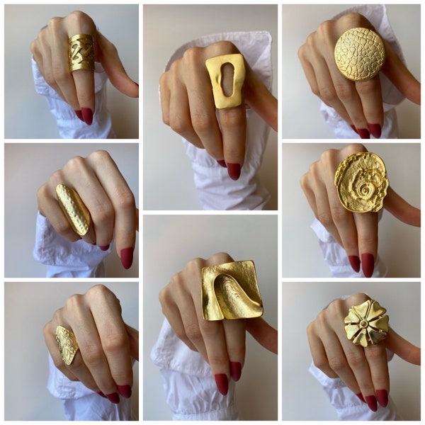 Gouden statement-ringen Verstelbare ringen Boho-stijl gouden ring Lange ring Geometrische ring voor dames