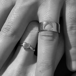 2 Pieces Couple Rings Silver Minimalist Ring Boho Style Ring Dainty Rings Adjustable Rings Lover Ring Heart Ring