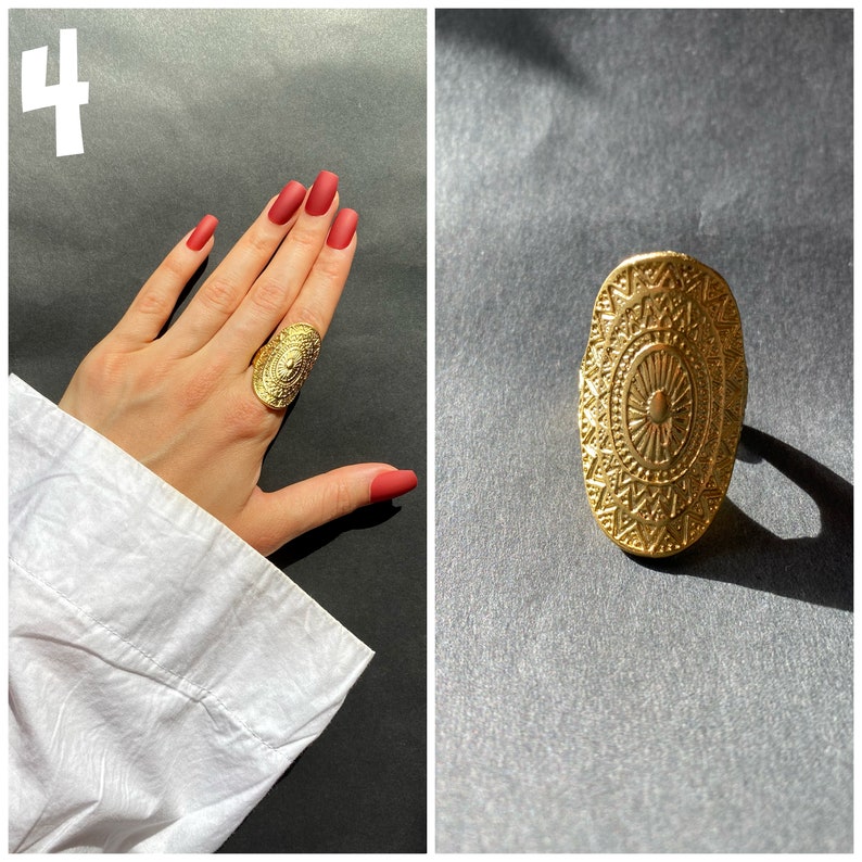 Gold Statement Rings Adjustable Rings Boho Style Gold Ring Etsy
