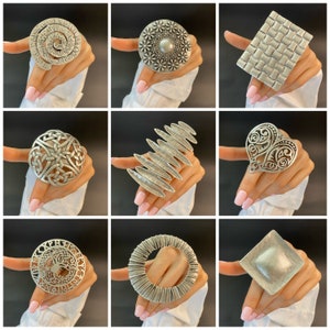 Silver Statement Rings Big Rings Oversize Ring Handmade Jewelry Geometric Ring