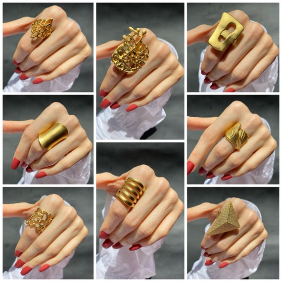 Gold Statement Rings Adjustable Rings Boho Style Gold Ring Etsy