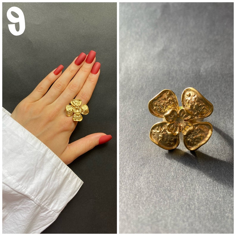 Gold Statement Rings Adjustable Rings Boho Style Gold Ring Etsy