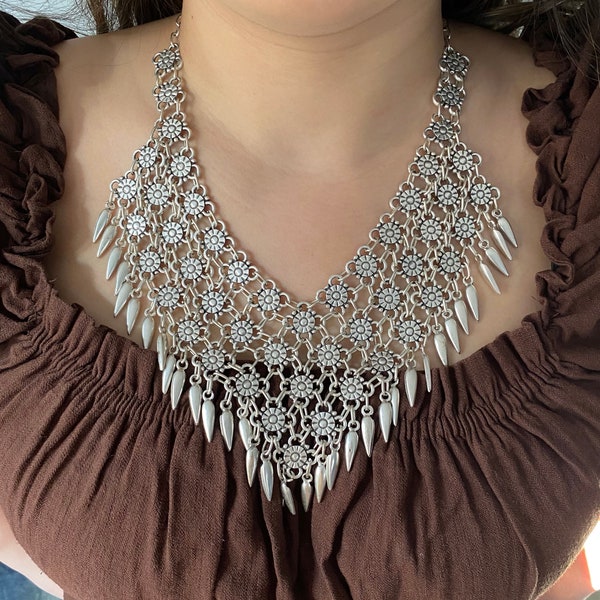 Vintage Inspired Boho Statement Bib Necklace Set