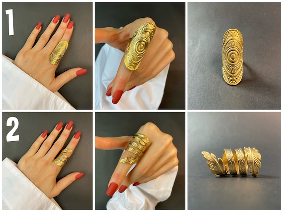 Buy Gold Statement Rings Adjustable Rings Boho Style Gold Ring Long Ring  Geometric Ring for Women Online in India - Etsy