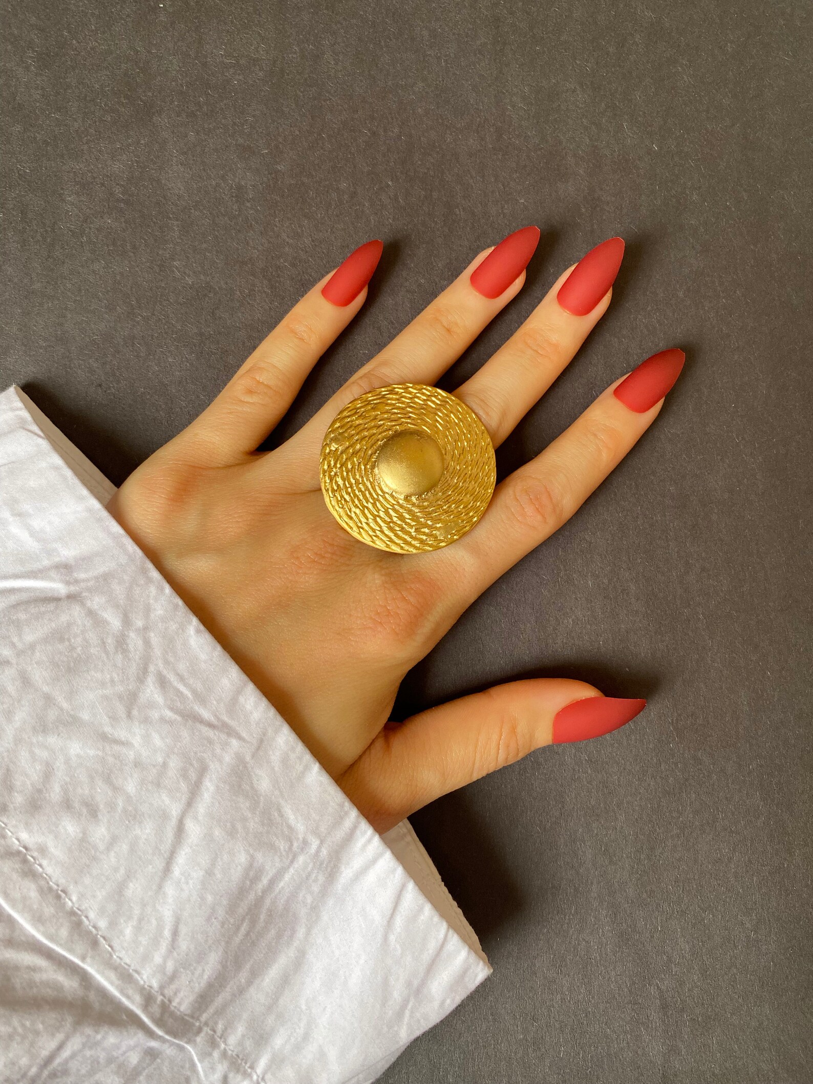 Large Statement Rings Adjustable Full Finger Gold Ring Big Etsy