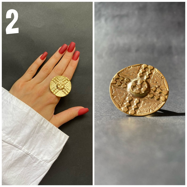 Gold Statement Rings Adjustable Rings Boho Style Gold Ring Etsy