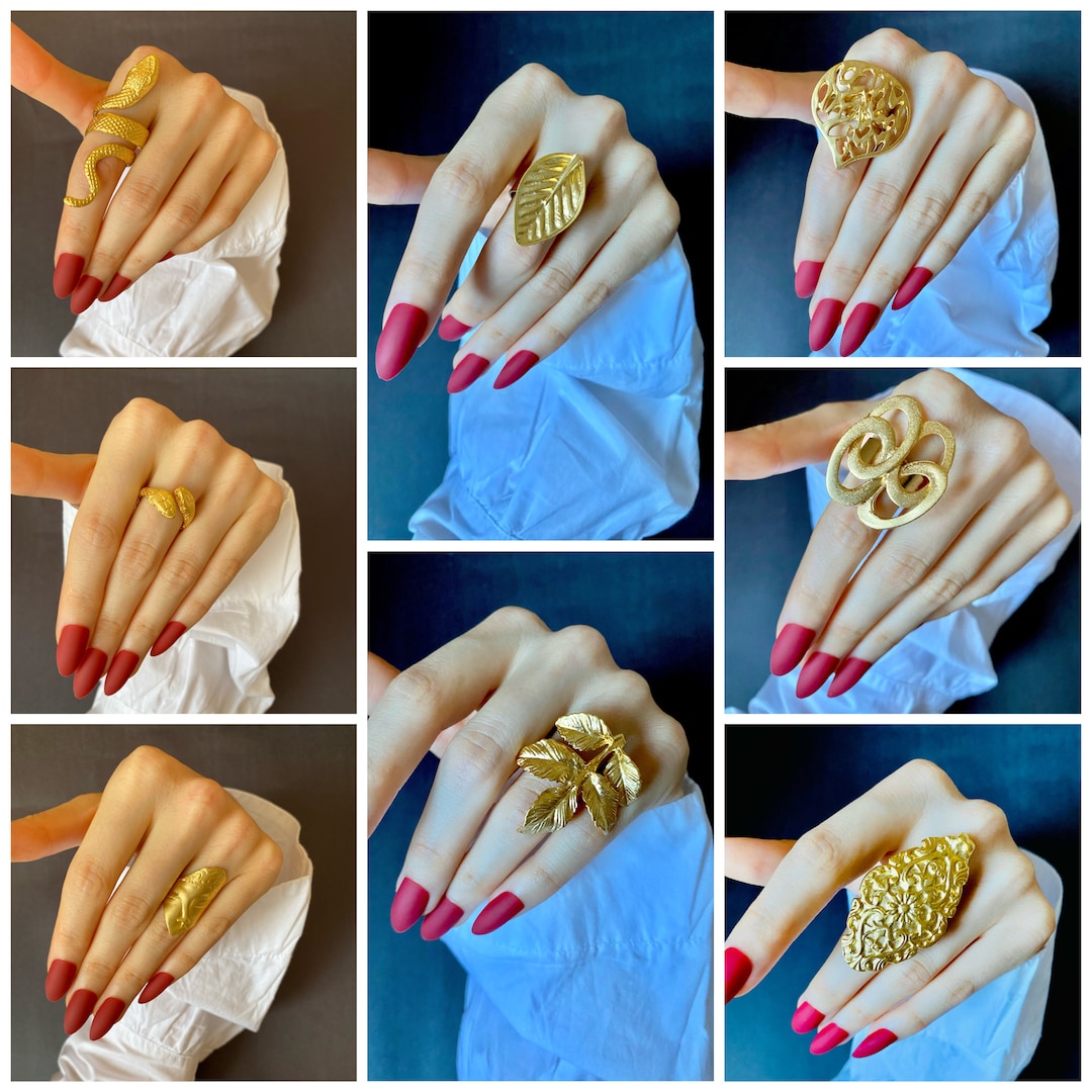 Gold Statement Rings Adjustable Rings Boho Style Gold Ring Long Ring Geometric Ring for Women Etsy