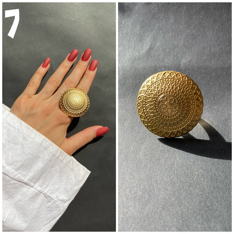 Gold Statement Rings Adjustable Rings Boho Style Gold Ring Etsy