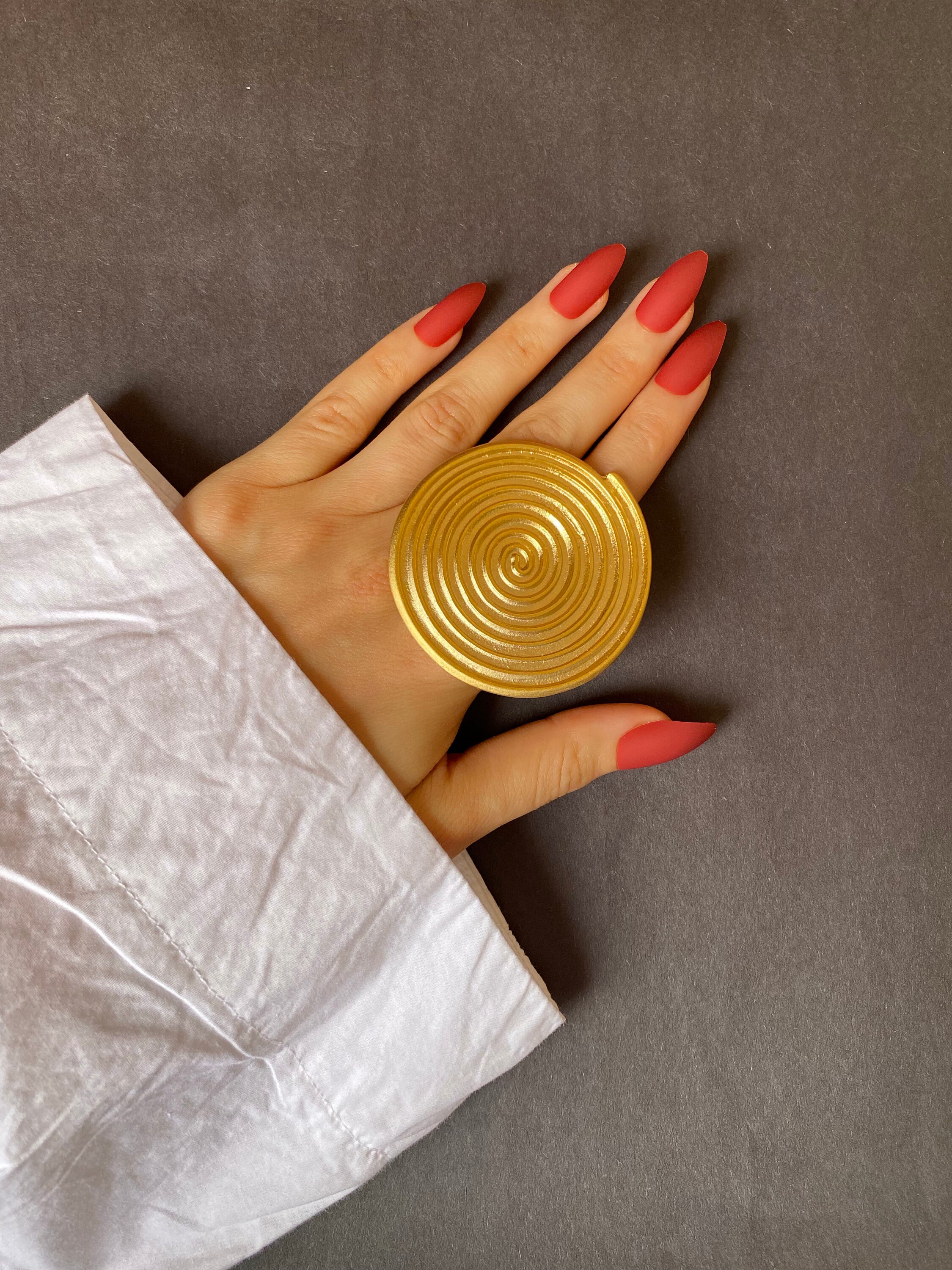 Large Statement Rings Adjustable Full Finger Gold Ring Big Etsy