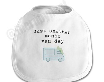 campervan baby clothes, vanlife gifts, baby bibs, van life baby, camping baby, Christmas gift for baby, babys first camping trip, first Xmas
