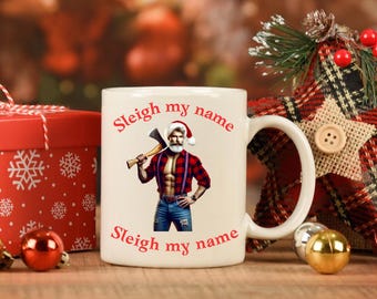 Sexy Santa mug, farmers wife gift, agriculture gifts, rude secret Santa gift, naughty santa, adult secret Santa, adult stocking filler, nsfw