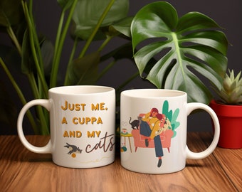 Cat lover's mug, gift for cat lovers, cats and coffee, mug for a friend, colleague, wife, girlfriend, cat mum, crazy cat lady, cats and tea