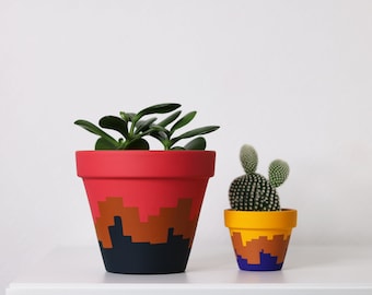 Customisable hand painted terracotta plant pot