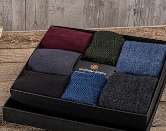 Men's Sock Gift Box: 7 Pairs Supima Cotton, Bamboo, Cashmere Socks