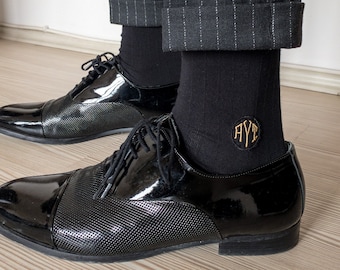 Personalised Monogram Embroidered socks, Groomsmen Socks, Father of the Groom Gift, Groomsman Socks, Custom Dress socks [10 color option]