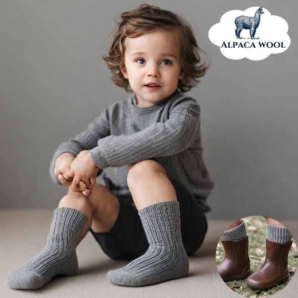 Winterwollen sokken voor kinderen, Alpaca sokken, gezellige warme kindersokken, gepersonaliseerde peutersokken, aangepaste naamsokken voor kinderen, kindercadeau