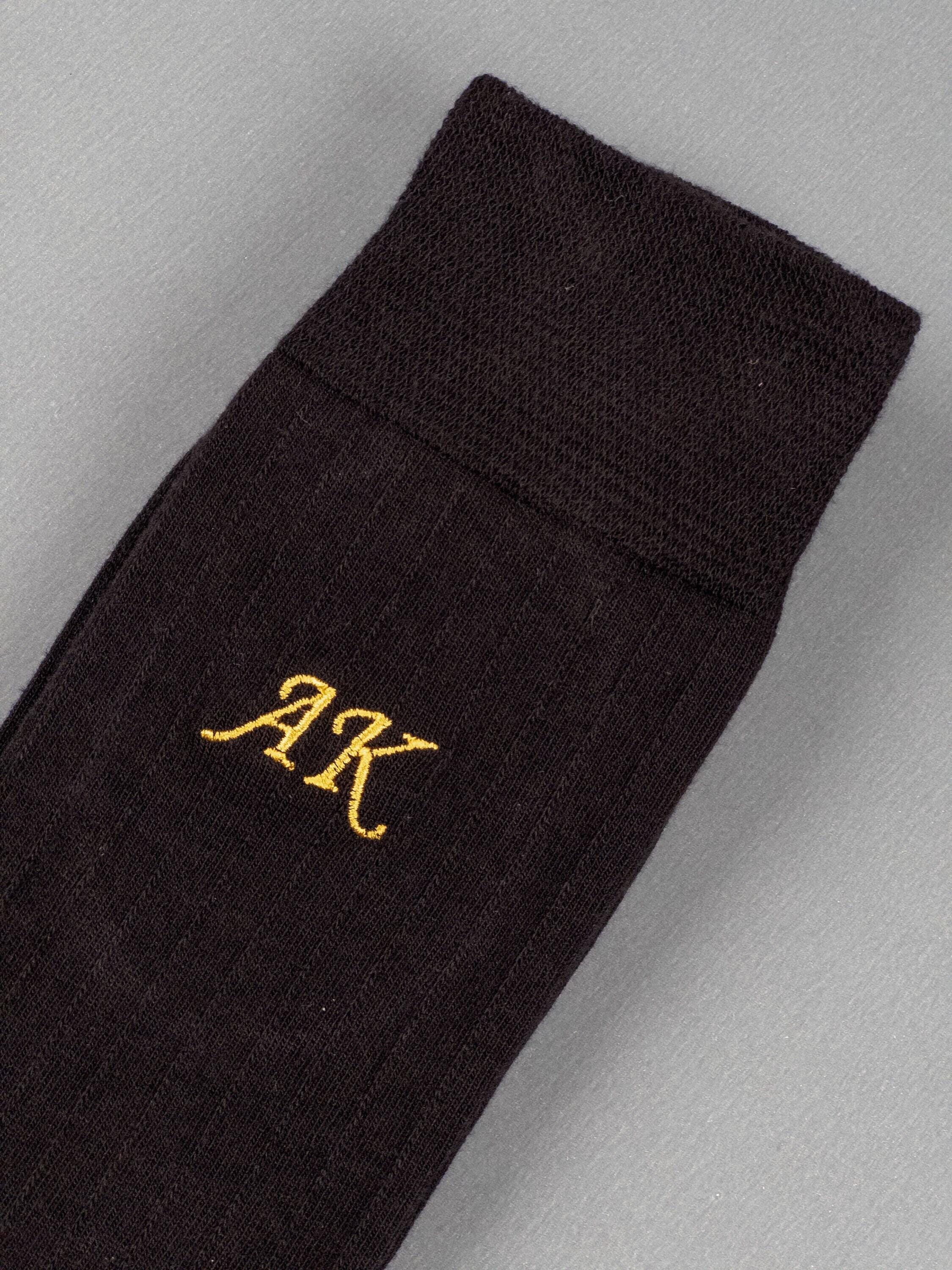 Personalized Groomsmen Socks: Custom Embroidered Monogram Dress Socks