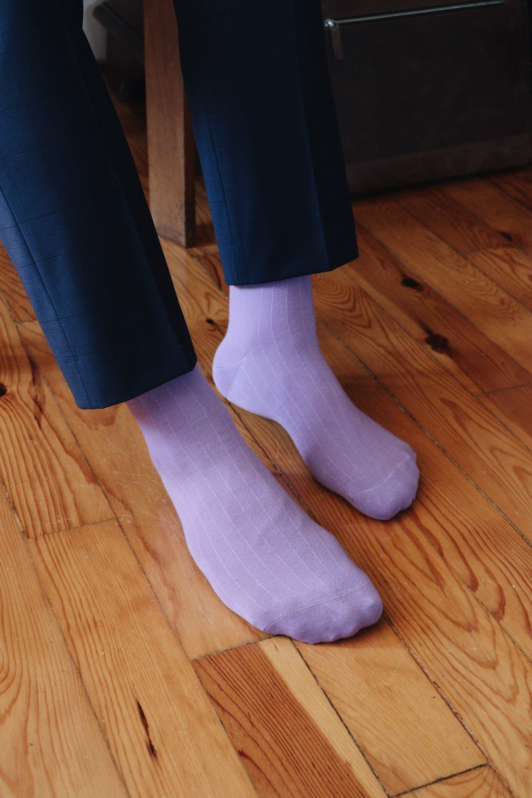 Organic Cotton Socks for Men, Pink Dress Socks, Lilac Lavender Novelty