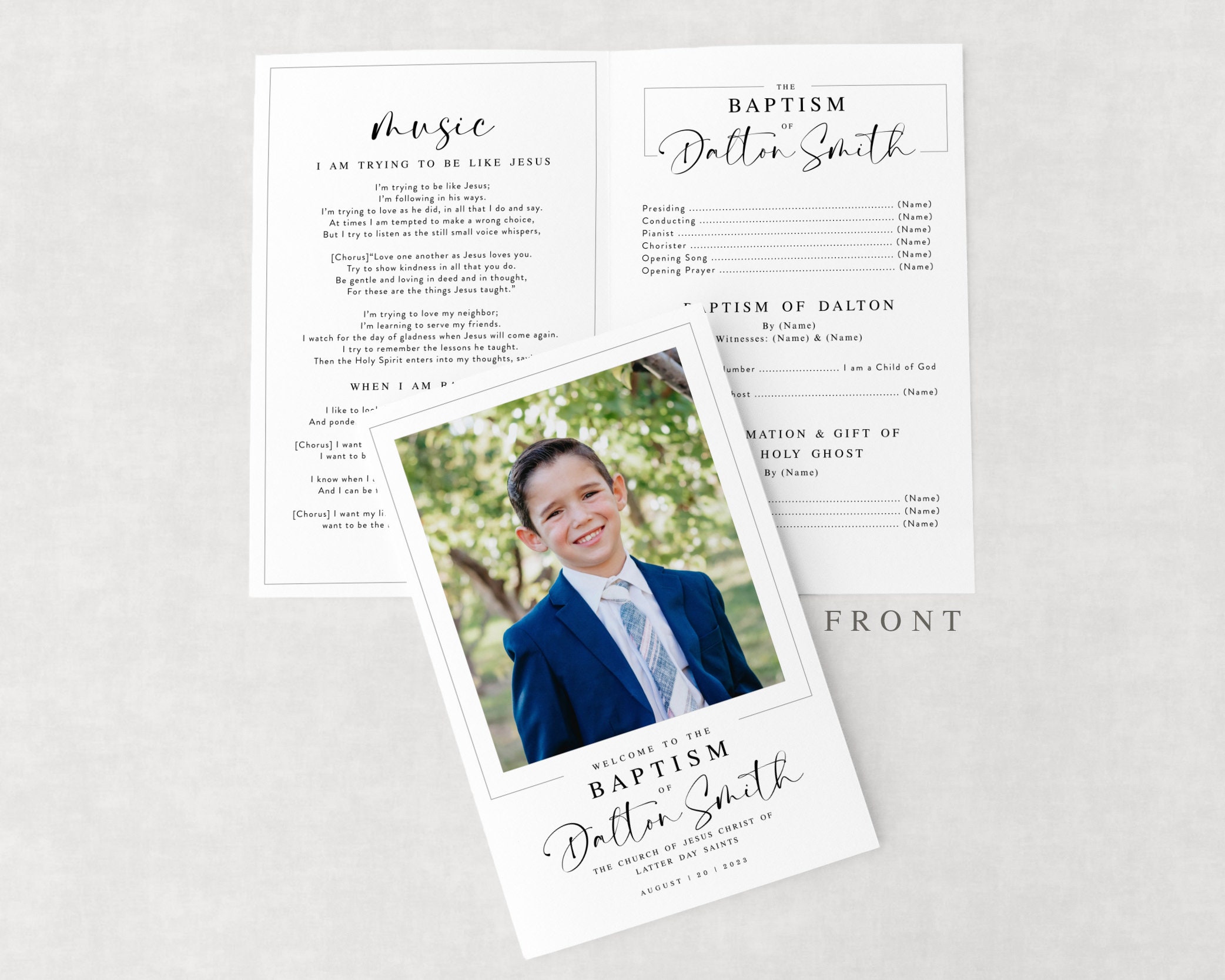 Editable LDS Baptism Program | Boy Baptism | LDS Boy | Baptism | Boy ...