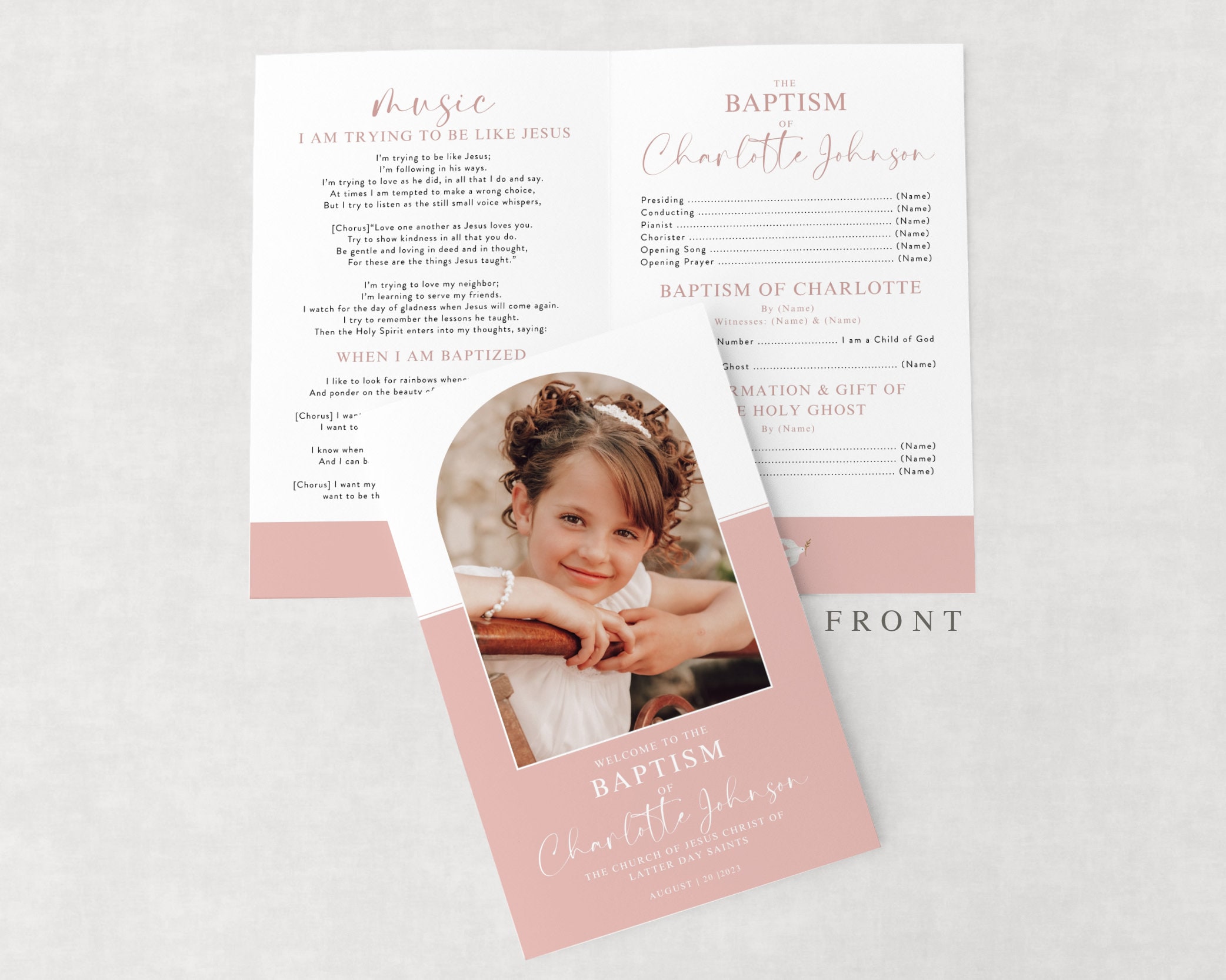 Editable LDS Baptism Program | Girl Baptism | LDS Girl | Baptism | Girl ...