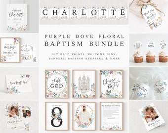 Floral LDS Baptism Bundle | Girl's Invite, Program, Decor (Corjl)