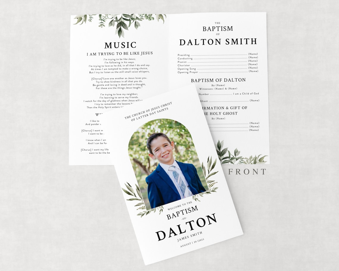 Editable Boy Baptism Program | LDS Ceremony Template (digital) - Etsy