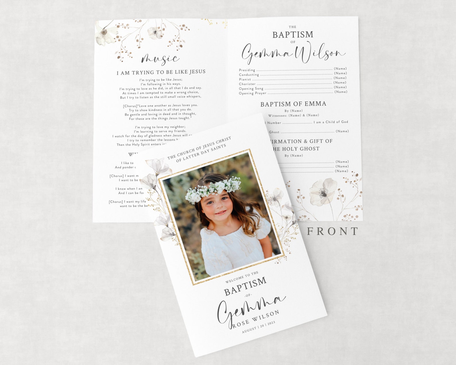 Editable LDS Baptism Program | Girl Baptism | LDS Girl | Baptism | Girl ...
