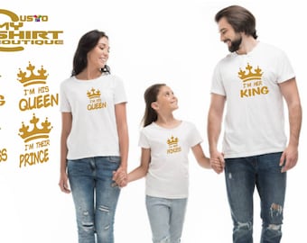 Family Tshirts, Matching T-shirt, Lovely Family King and Queen, Prince, Princess, His and Hers Couples Gifts-CustoMyshirt Boutique