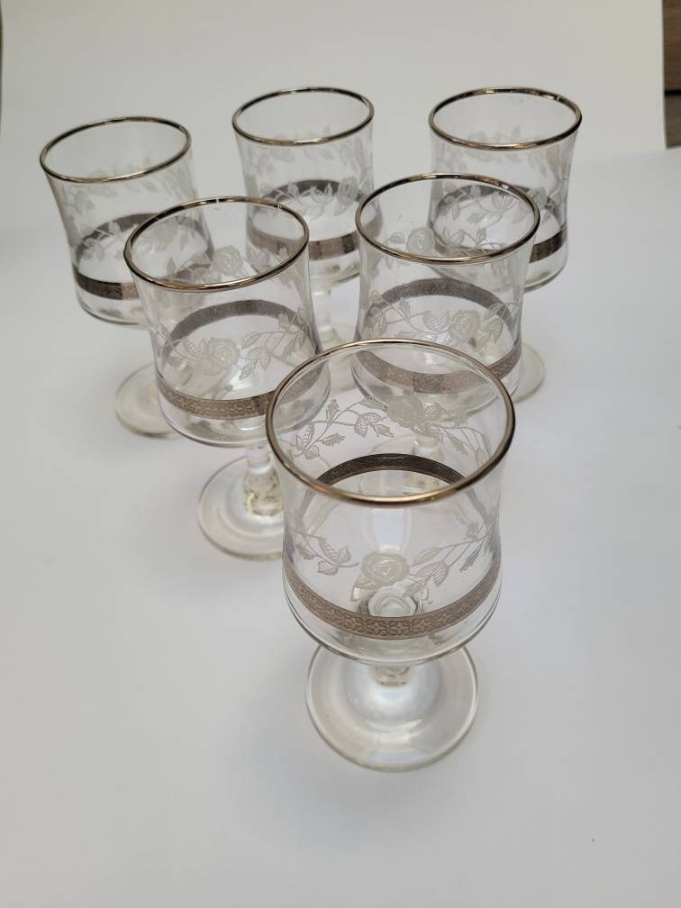 1980s Silver Rose Wine Glasses by Dema Set of 6 in Box Etsy UK
