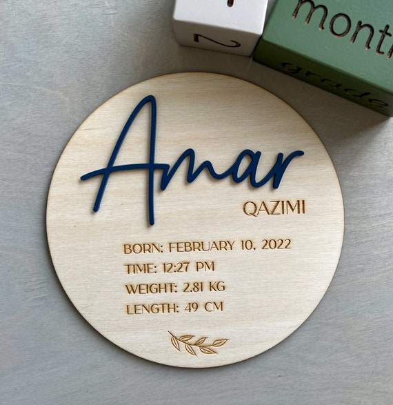 Wooden Birth Announcement Sign, Birth Details, Newbor… Gem