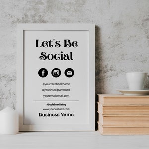 Social Media Sign Template, Editable Small Business Sign, Canva Template, DIY Social Media Business Sign, Connect With Us Sign, 5 Sizes