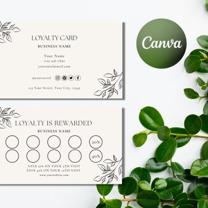Modelo de cartão de fidelidade, Canva editável, cartão de recompensas para impressão, cartão de fidelidade do cliente moderno, marca, unhas, maquiador, depilação, spa