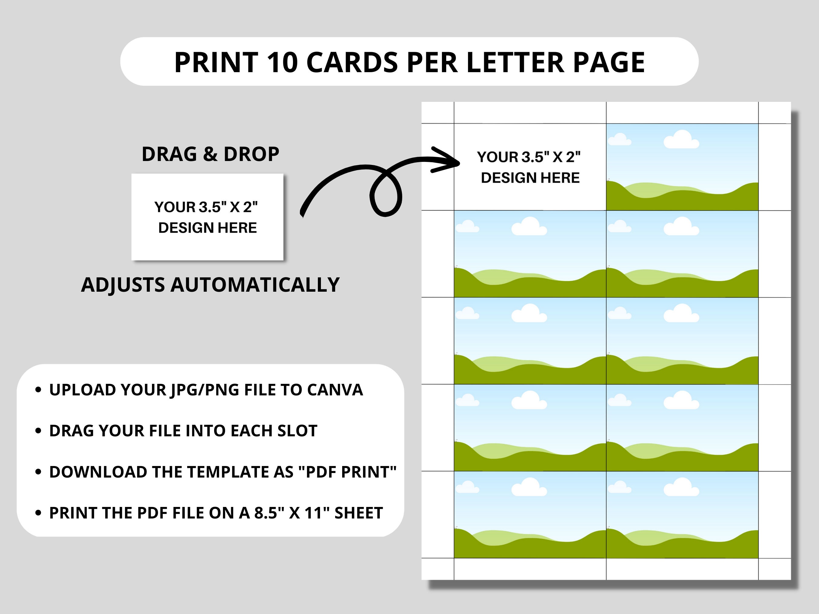 No-Cut Business Cards | 3.5 x 2 Cards | 8.5 x 11 Sheet