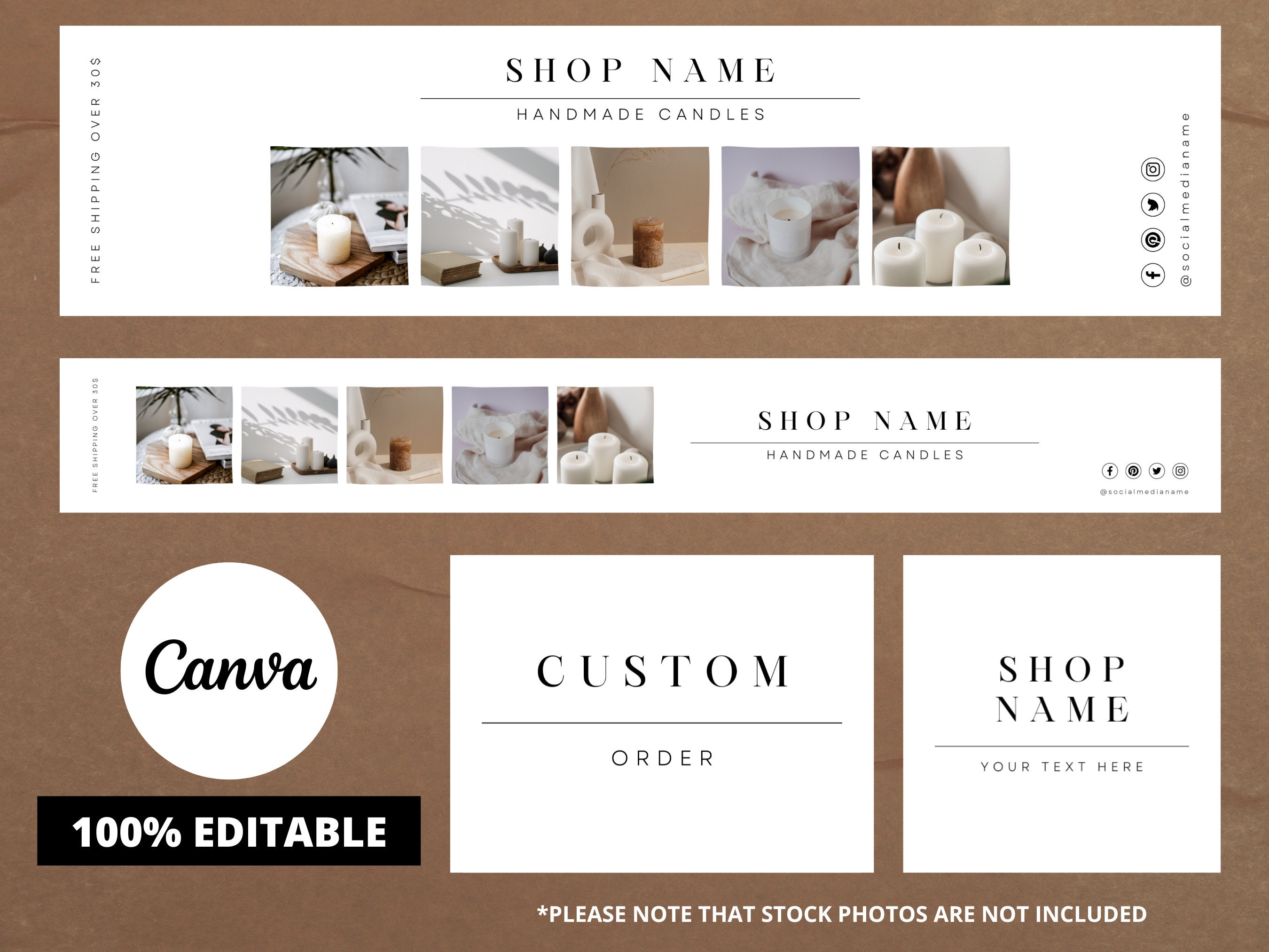 Etsy Banner Template, Etsy Shop Bundle, Canva Editable, Etsy Cover