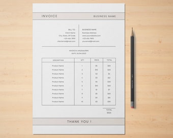 Invoice Template, Business Invoice Template, Printable Invoice, Order Form, Services Invoice, Canva Editable Receipt, INSTANT DOWNLOAD