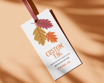 Fall Tag Template, Canva Editable, Thank You Tag, Autumn Party Favor Tags, Printable Custom Tag, Party Favor Label, Instant Download DIY Tag