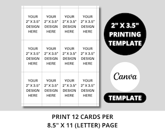 Business Card Printing Template, 2x3.5 Business Card Printing Guide, 8.5x11 Sheet Template, Canva Editable, DIY, Printable, INSTANT DOWNLOAD