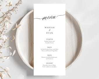 Wedding Menu Template, Wedding Menu Card, Canva Editable, Printing Menu, Modern Menu, Minimalist Menu Template, Simple Wedding Menu, 4x9