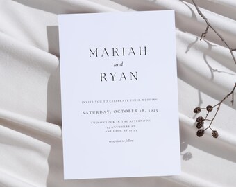 Custom Wedding Invitation Template, Minimal Invite, Elegant Design, Printable Invitation, Simple Invitation, DIY, Invite Canva Editable