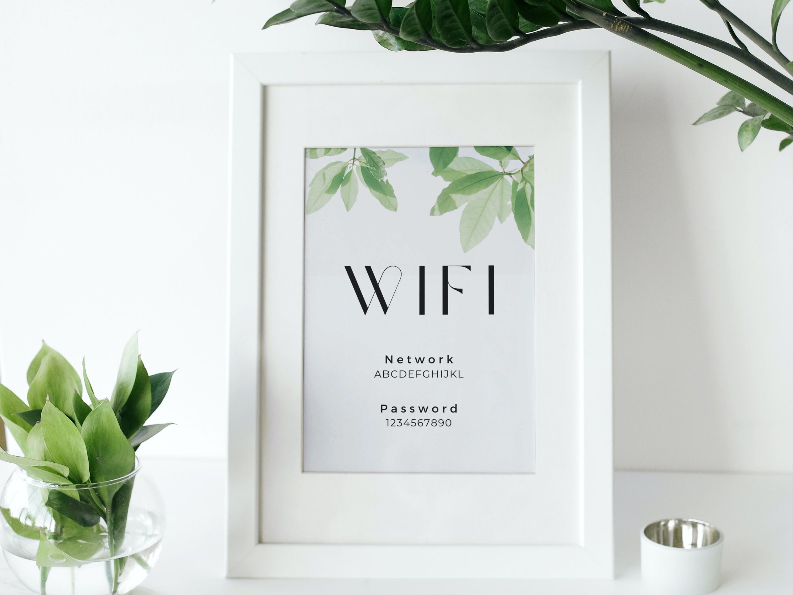 WIFI Password Sign Printable Template, Greenery Wifi Sign Digital ...