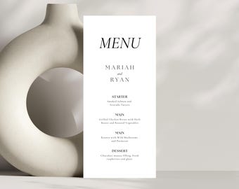 Wedding Menu Template, Wedding Menu Card, Canva Editable, Printing Menu, Modern Menu, Minimalist Menu Template, Simple Wedding Menu, 4x9